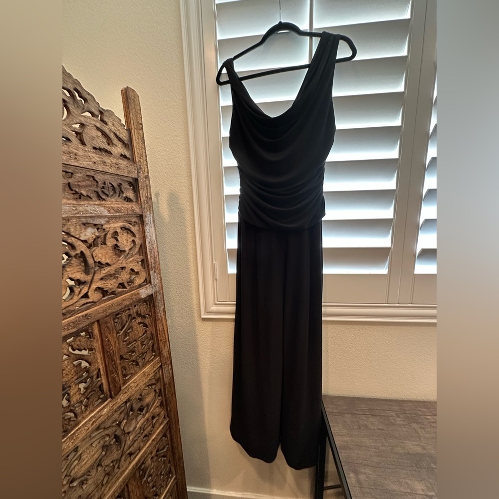 R&M Richards Black Ruched Cowl Jumpsuit